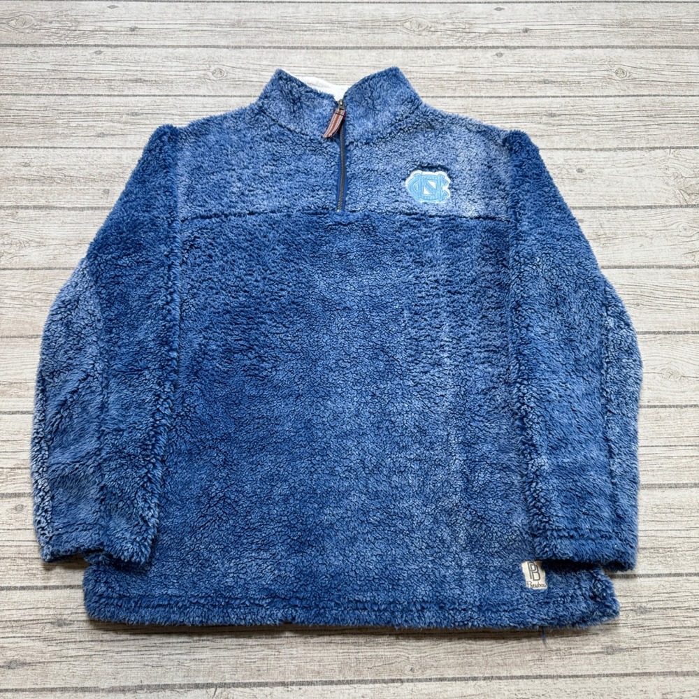 Pressbox Sweater Women's Medium Blue Faux Fur Fleece Lined Quarter Zip Pullover